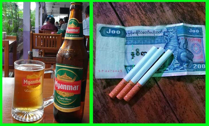 ミャンマーのビールとタバコ